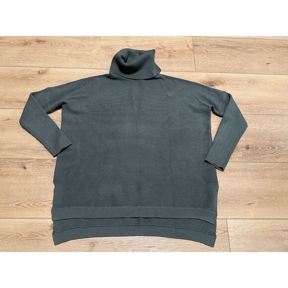 Women's Caracilia Heavy Oversized Ribbed Turtleneck Sweater Green Large EUC! - Picture 1 of 5